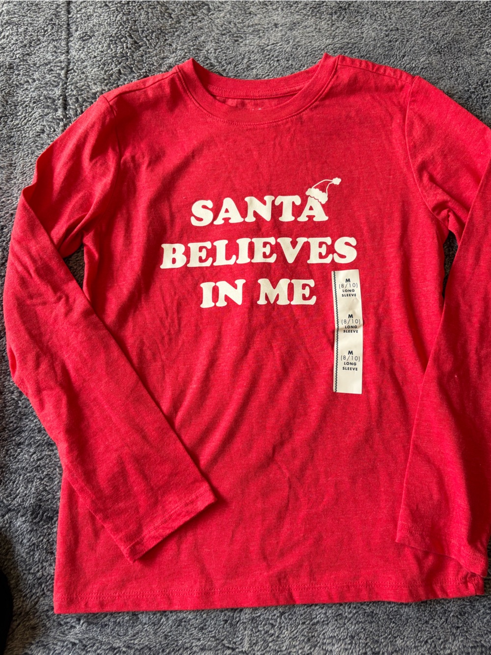 Cat & Jack Red  Crewneck Sweater with 'Santa Believes In Me' Print